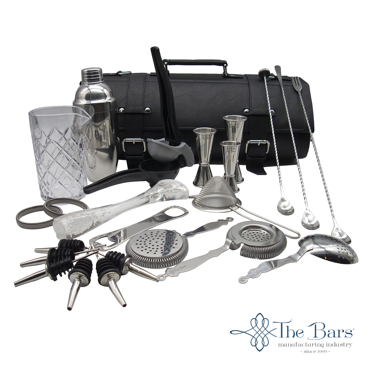 Барманска оборудвана кожена чанта в черен цвят - The Bars