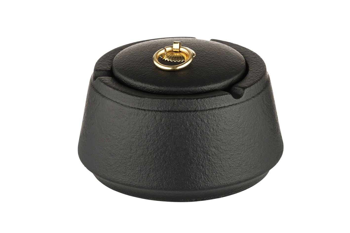 Пепелник Angelo Stoneware черен с капак  Ø 13см