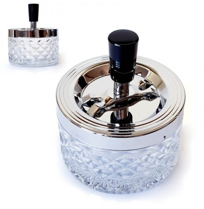 Пепелник ветроустойчив стъклен прозрачен   Ø9.5см