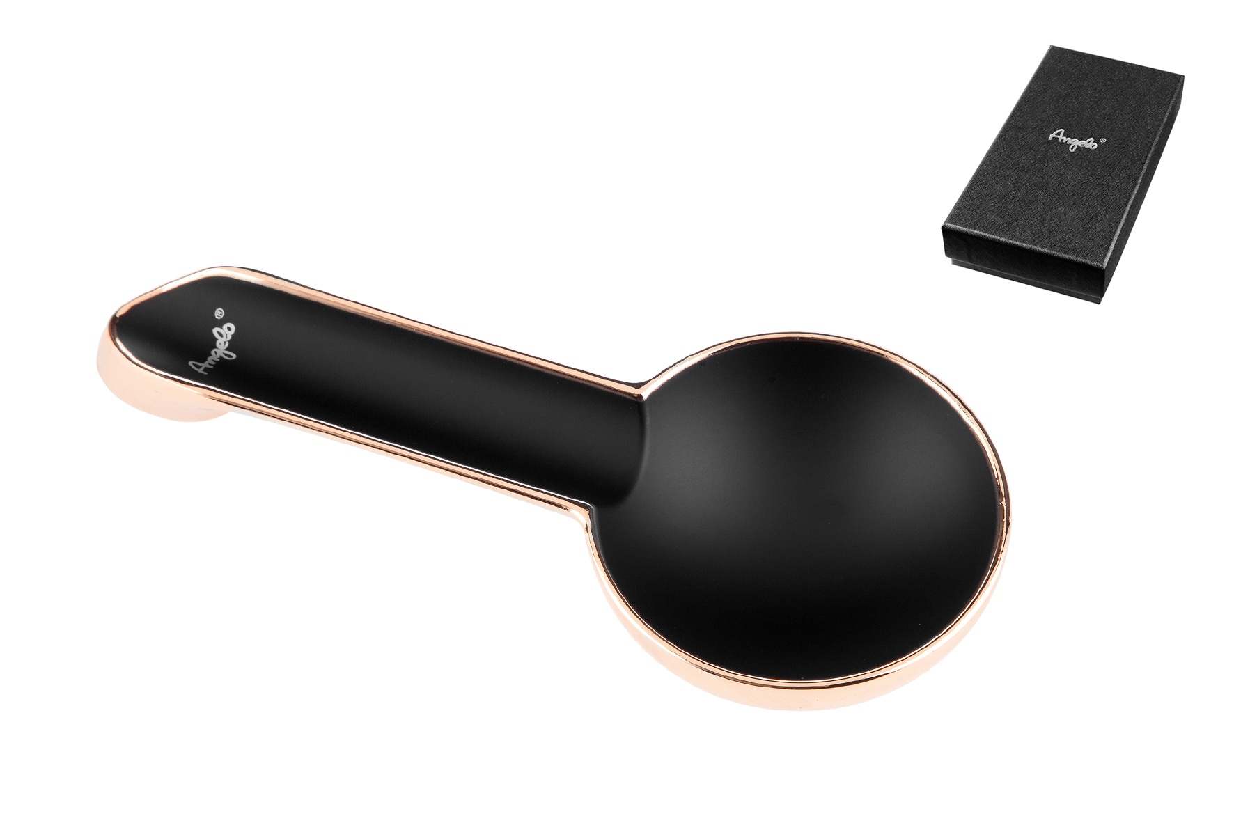 Пепелник за 1 пура черен с меден кант  - Angelo