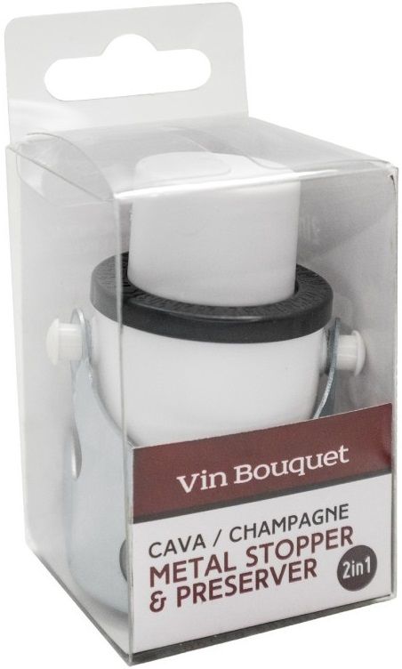 Vin Bouquet метална тапа за шампанско с помпа бяла
