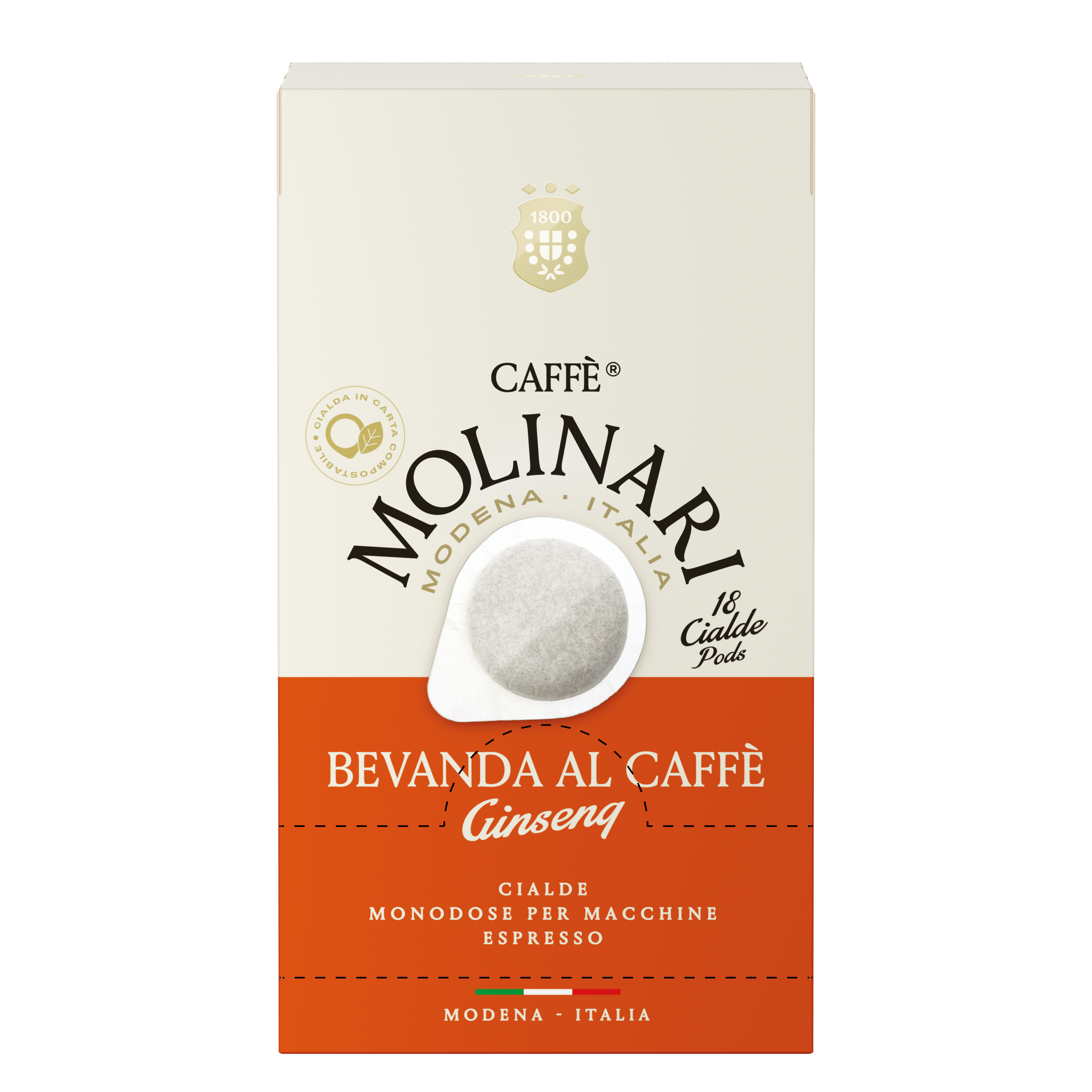 Кафе дози Molinari Bevanda Al Cafe Ginseng Женшен 18 бр.