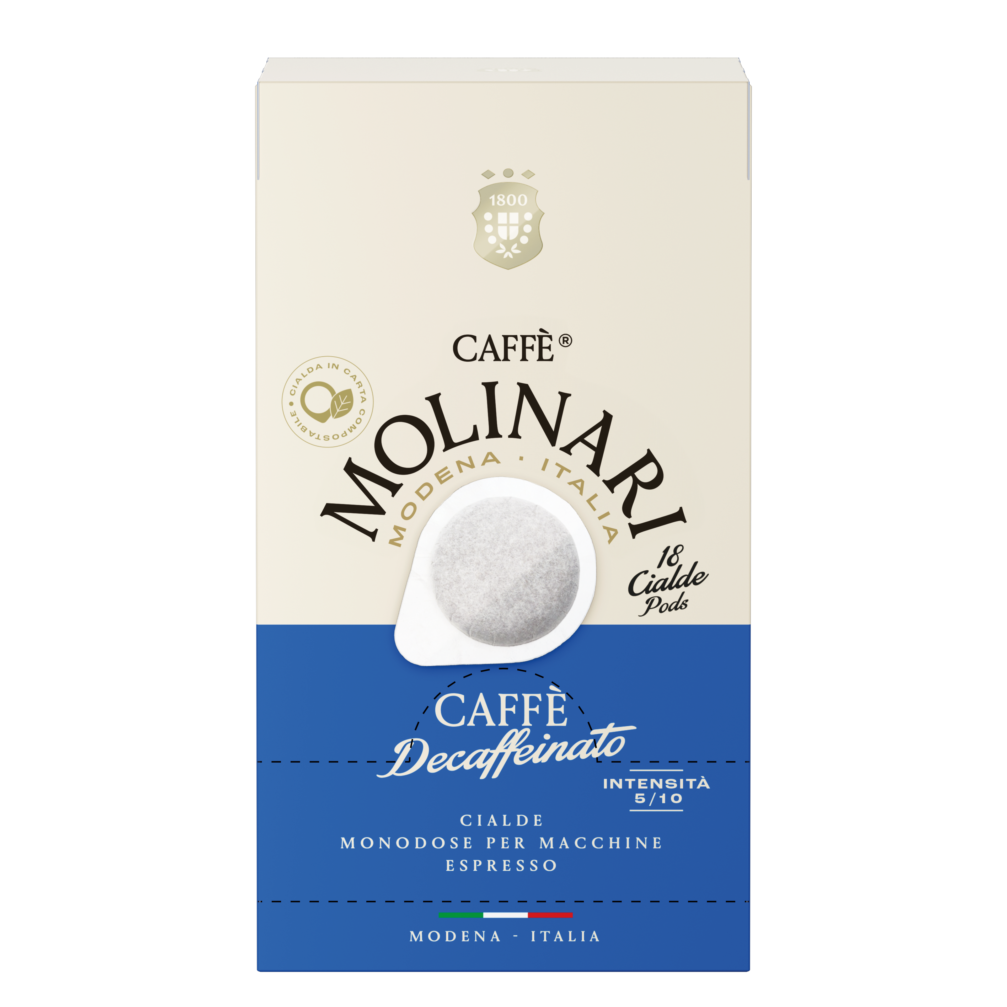 Кафе дози Molinari Caffe Decaffeinatto Безкофеин 18 бр.
