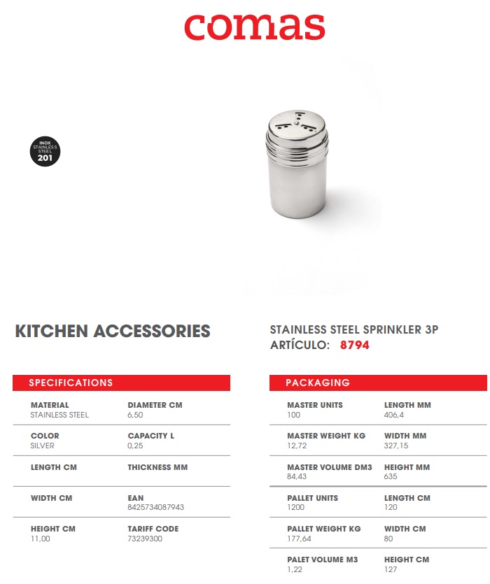 Диспенсър за шоколад и канела 6.5cm - Comas 