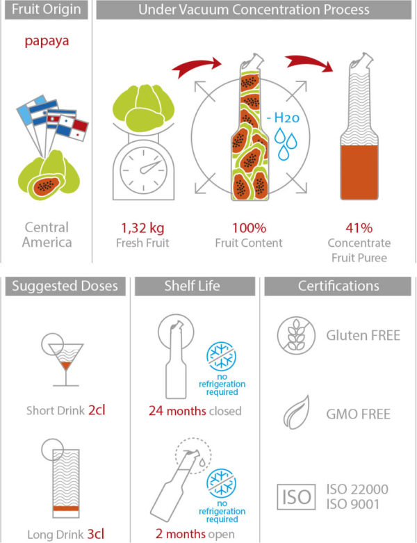 Mixer Пюре Папая 1L Tropical Fruit Puree Papaya
