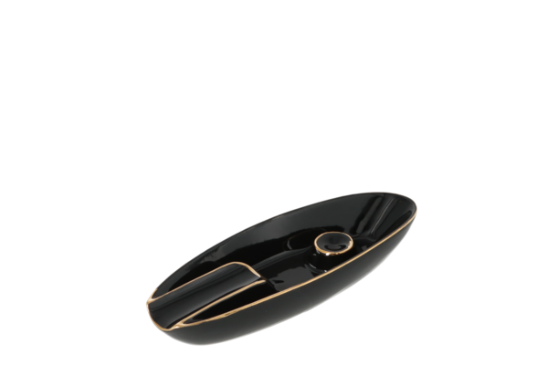 Пепелник за 1 пура керамичен/ черен със златно 17/7.3cm 