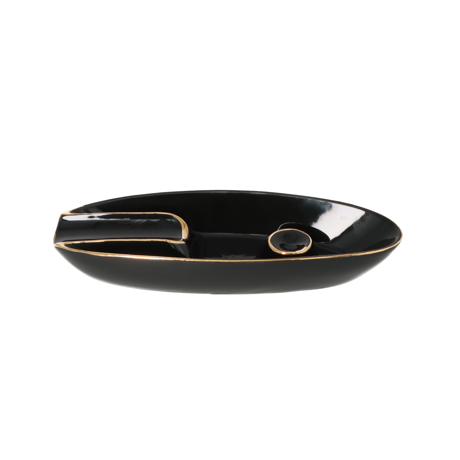 Пепелник за 1 пура керамичен/ черен със златно 17/7.3cm 