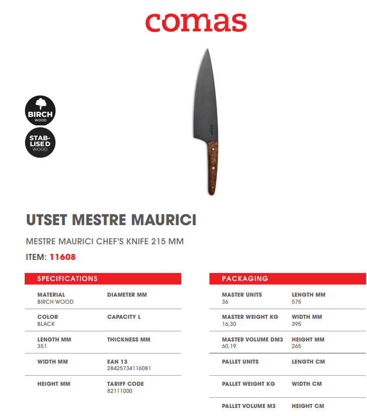 Кухнески нож Maurici 21.5cm - Comas 