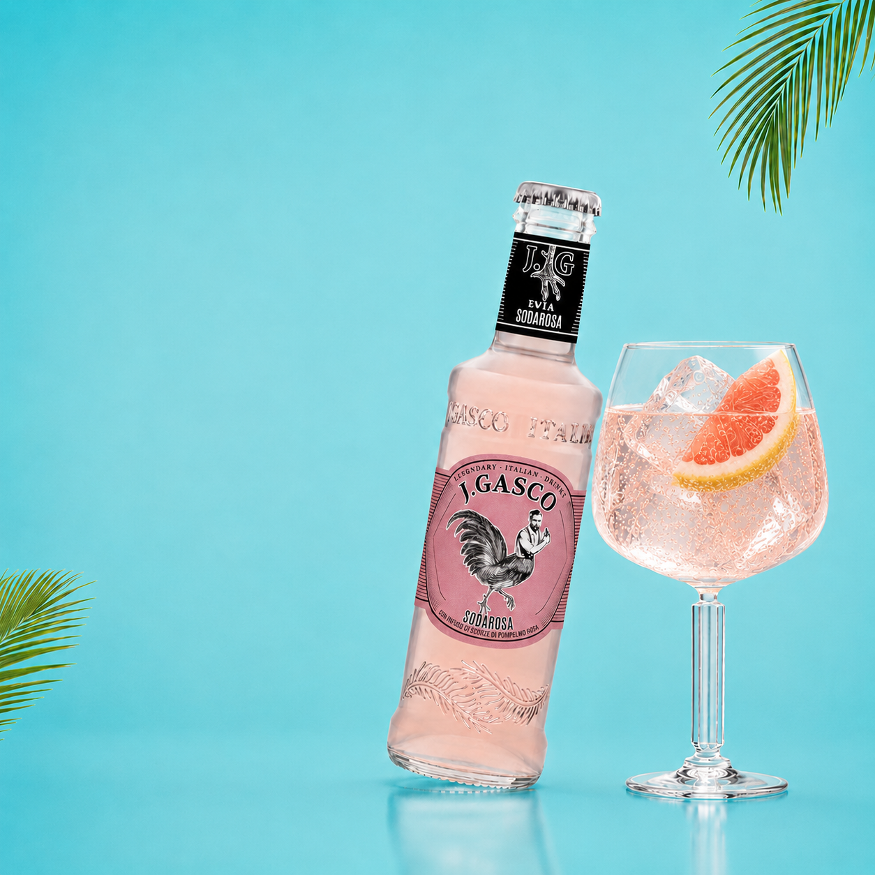 J.GASCO Soda rosa грейпфрут сода 200ml – натурална газирана напитка за коктейли и освежаване